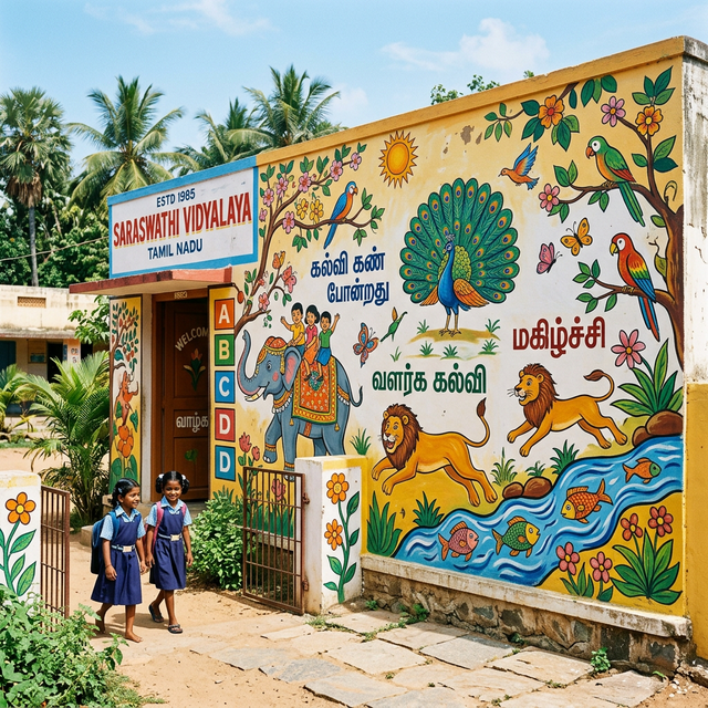 Creative educational wall mural